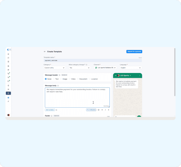 AI WhatsApp template generator